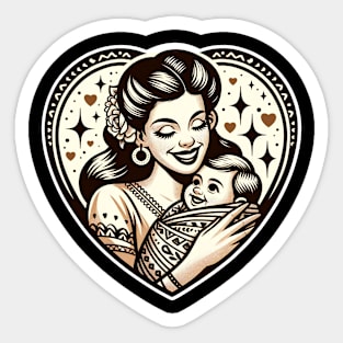 Vintage Motherhood Love Heart Symbol of Maternal Affection Sticker